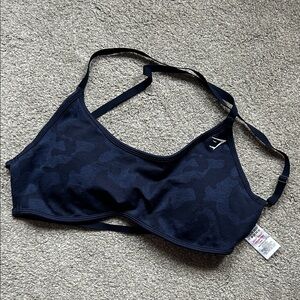 GYMSHARK Navy Blue Camouflage Sports Bra